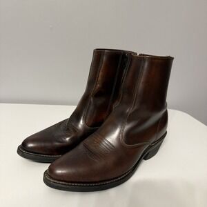 Laredo Men's 9.5 D Fletcher Brown Leather Western Side-zip Cowboy Boots 62004